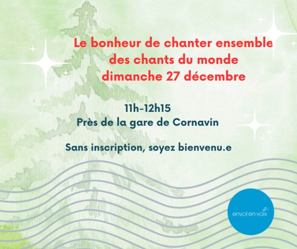 Chants du monde atelier sans inscription et ouvert à toutes et tous